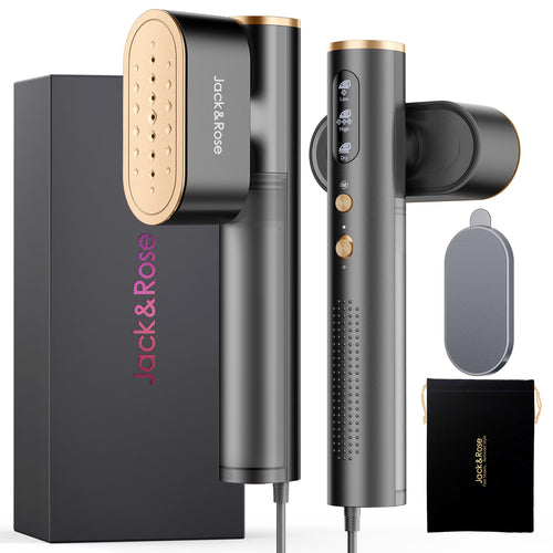 Travel Steamer for Clothes, 100-240V Portable Steamer,15S Heat Up, Steamer ＆ Iron 2 in 1, Travel Size Garment Steamer, Large Ceramic Heat Panel, for Global & European Traveling, Black